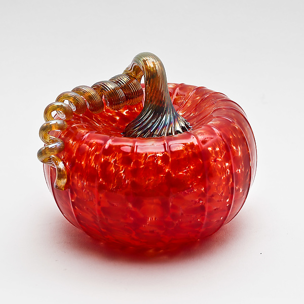 Gold Stem Pumpkin - Red by Bryan Goldenberg (Art Glass Sculpture