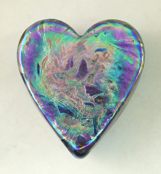 Iris Gold Swirl Heart Paperweight By Ken Hanson And Ingrid Hanson Art Glass Paperweight