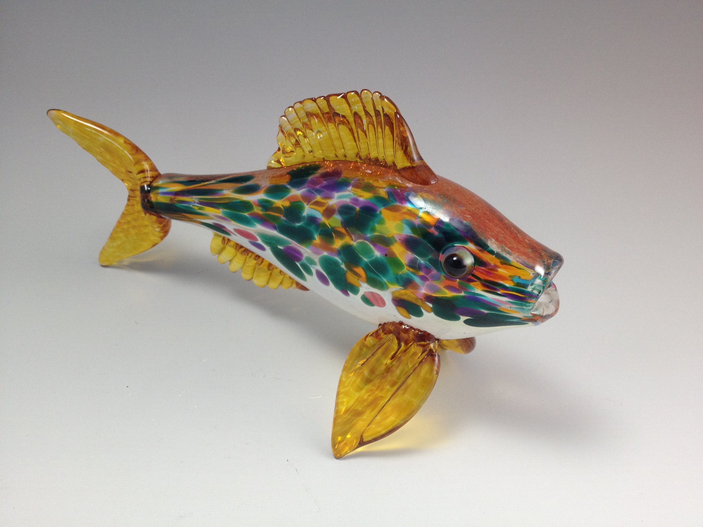 blown glass fish sculpture