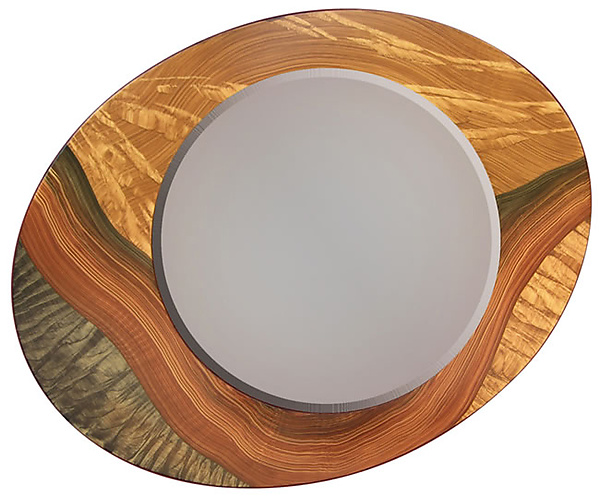Land Asymmetric Mirror by Ingela Noren and Daniel Grant (Wood Mirror