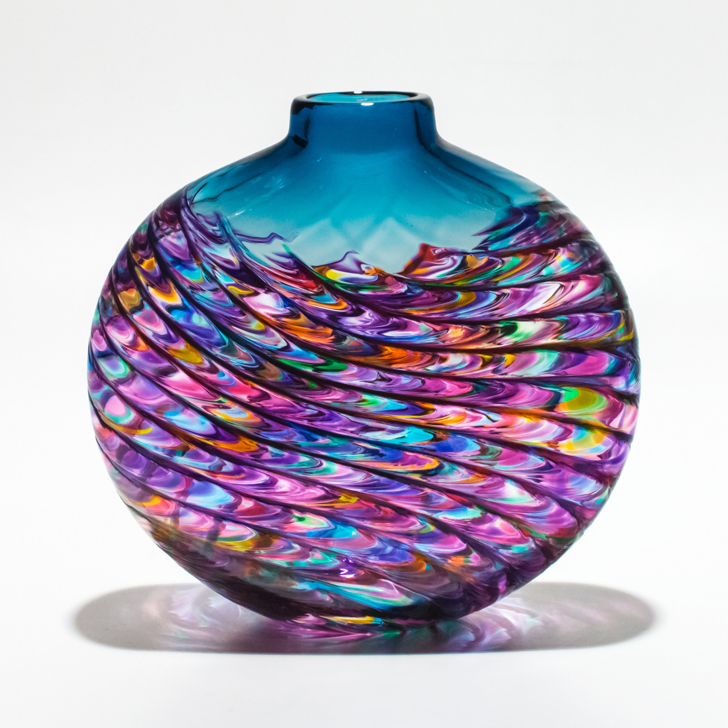 Optic Rib Flat In Violet Multi With Aquamarine By Michael Trimpol And Monique Lajeunesse Art