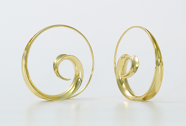 18K Yellow Gold Spiral Hoop Earrings | Essence Collection | Cadar