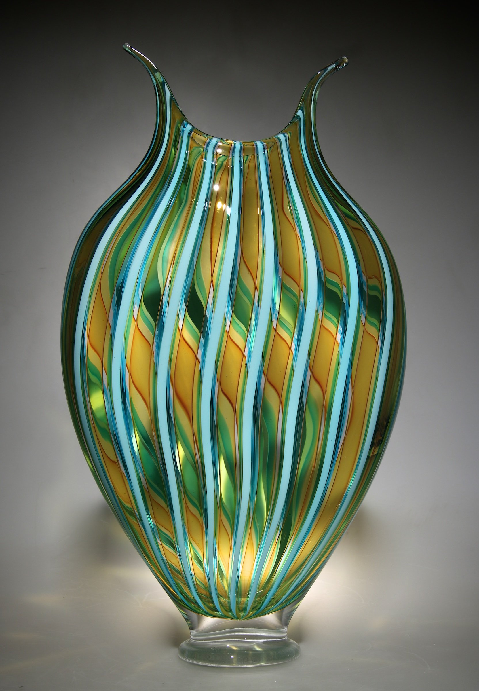 Teal And Amber Foglio By David Patchen Art Glass Sculpture Artful Home