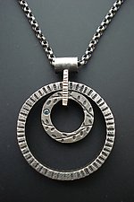 Clasp Pendant on Silk Cord by Karen and James Moustafellos (Silver Necklace)