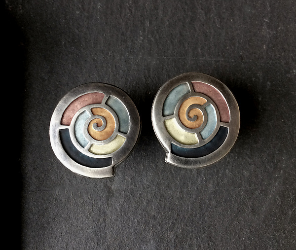 Nautilus Earrings No. 295 by Carly Wright (Enameled Earrings) | Artful Home