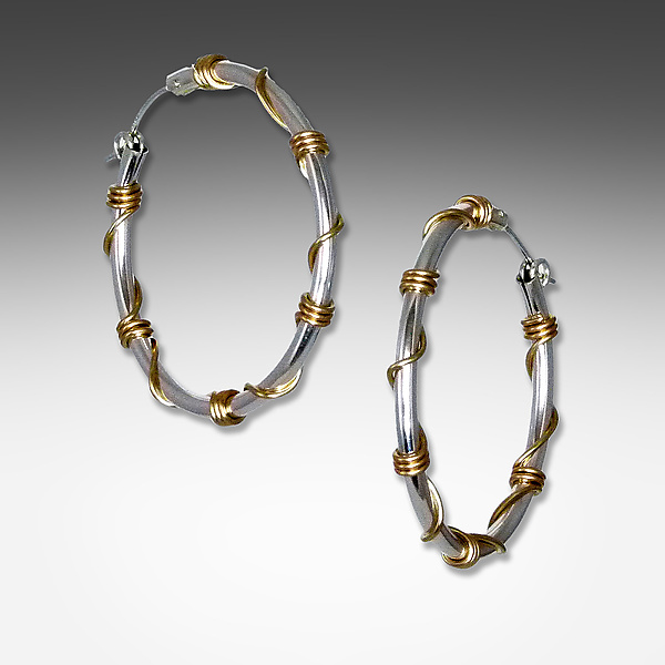 Large Silver and Gold Wrapped Hoops by Suzanne Q Evon (Gold & Silver