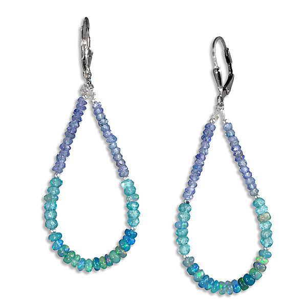 Opal, Apatite, Tanzanite Earrings by Suzanne Q Evon (Silver