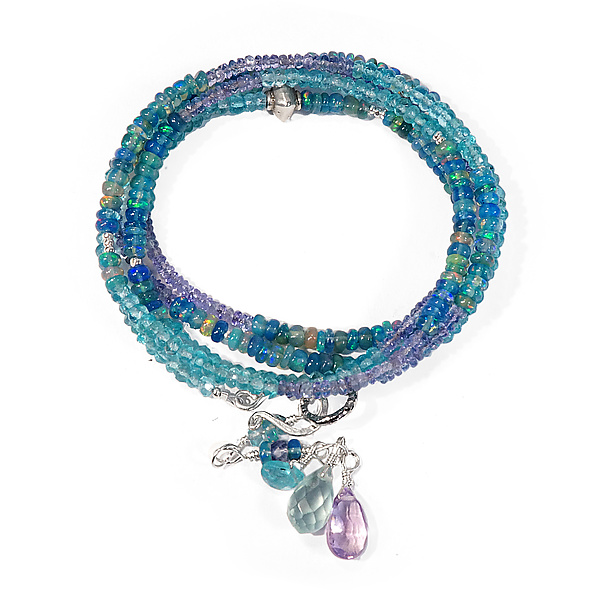 Opal, Tanzanite, Apatite Necklace/Wrapped Bracelet by Suzanne Q