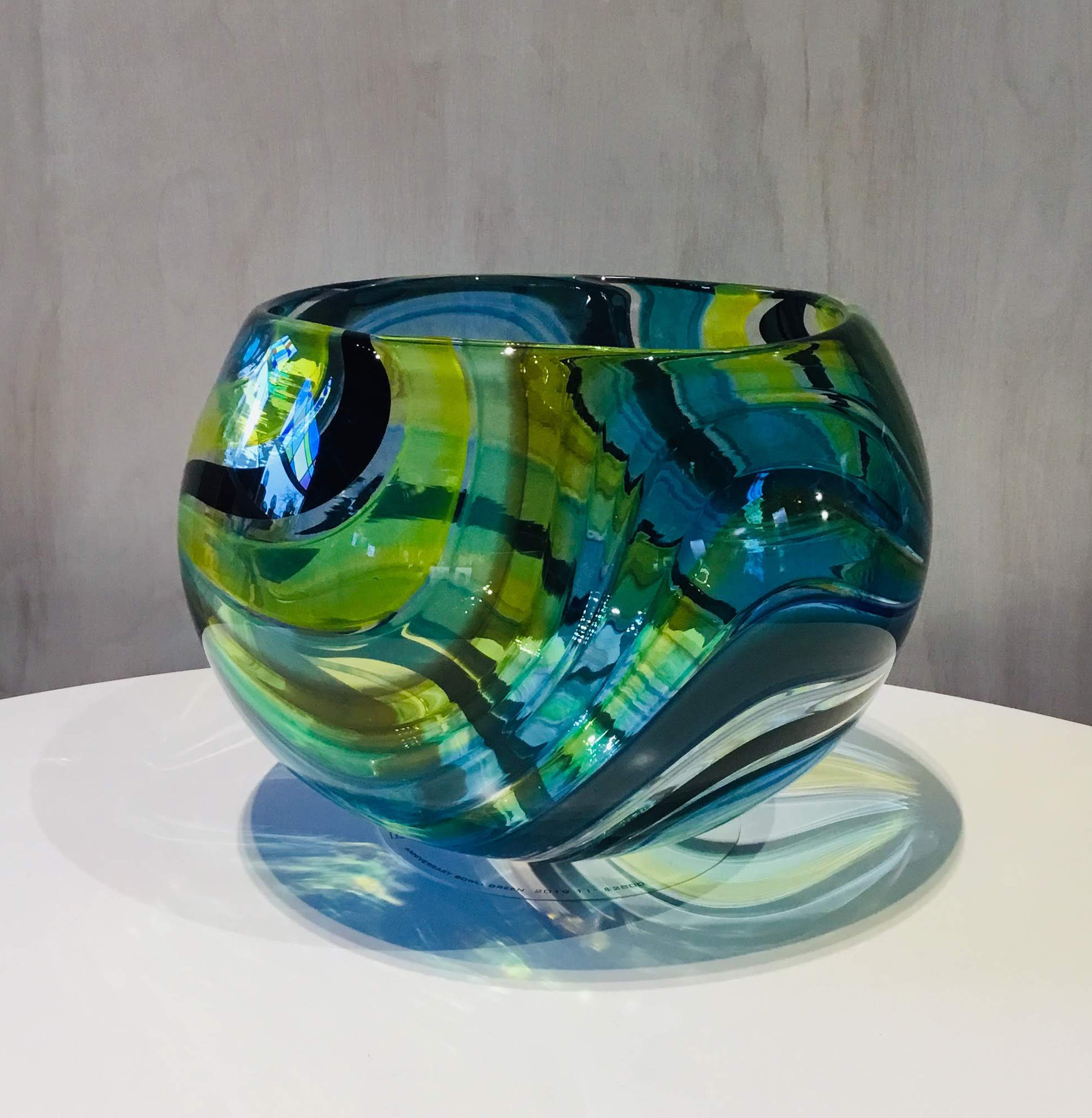 Anniversary Bowl, Green by Jeffrey P'an (Art Glass Bowl) | Artful Home