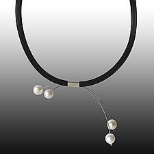 Clasp Pendant on Silk Cord by Karen and James Moustafellos (Silver Necklace)