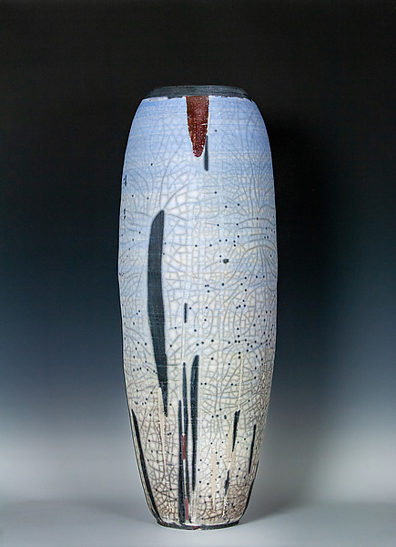 Naked Raku Vessel In Blue By Frank Nemick Ceramic Vessel Artful Home