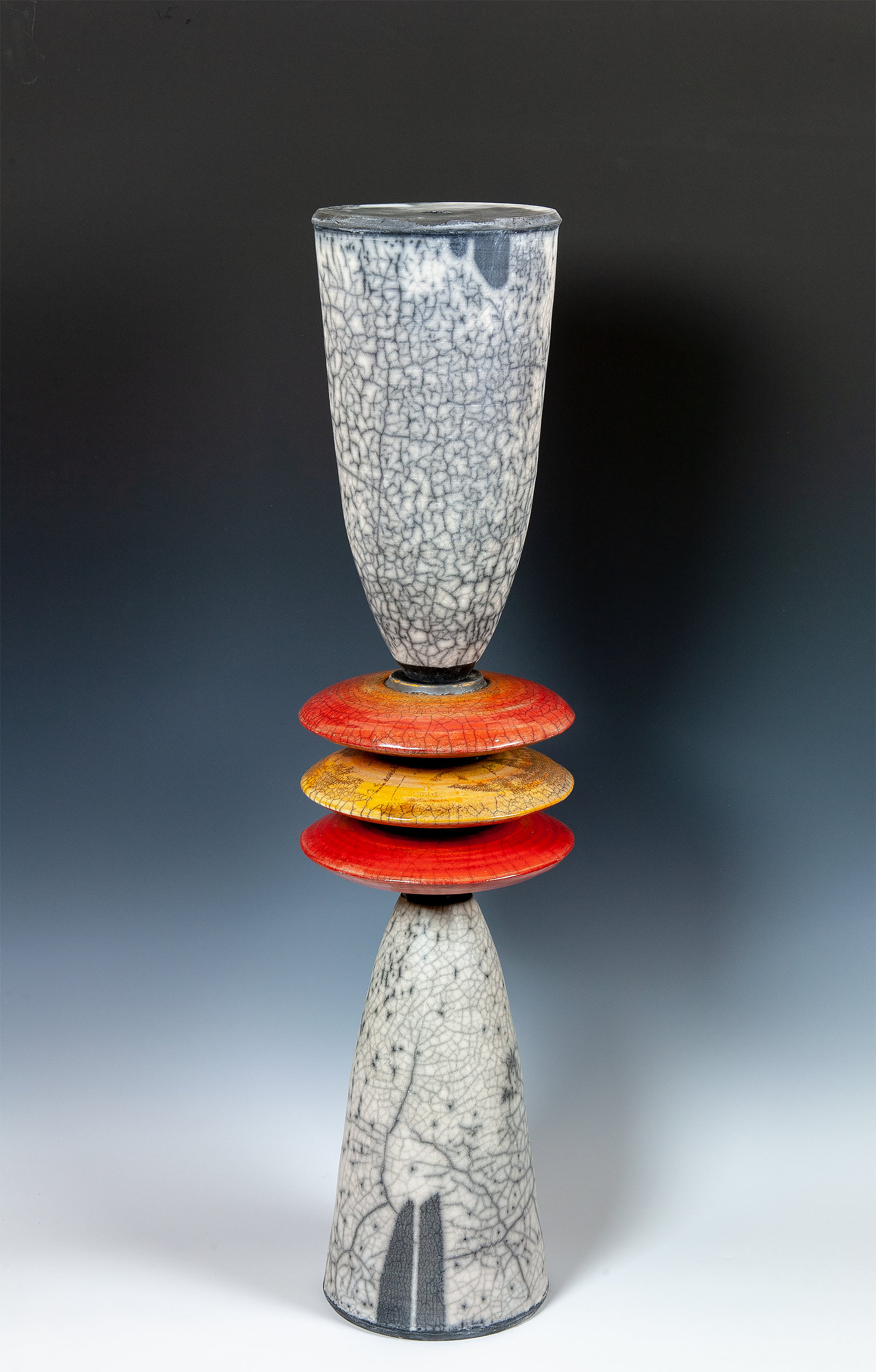 Naked Raku Cone Stack With Red And Orange Disks By Frank My XXX Hot Girl