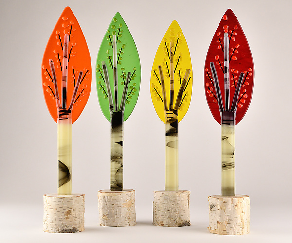 Garden Birds by Terry Gomien (Art Glass Sculpture)