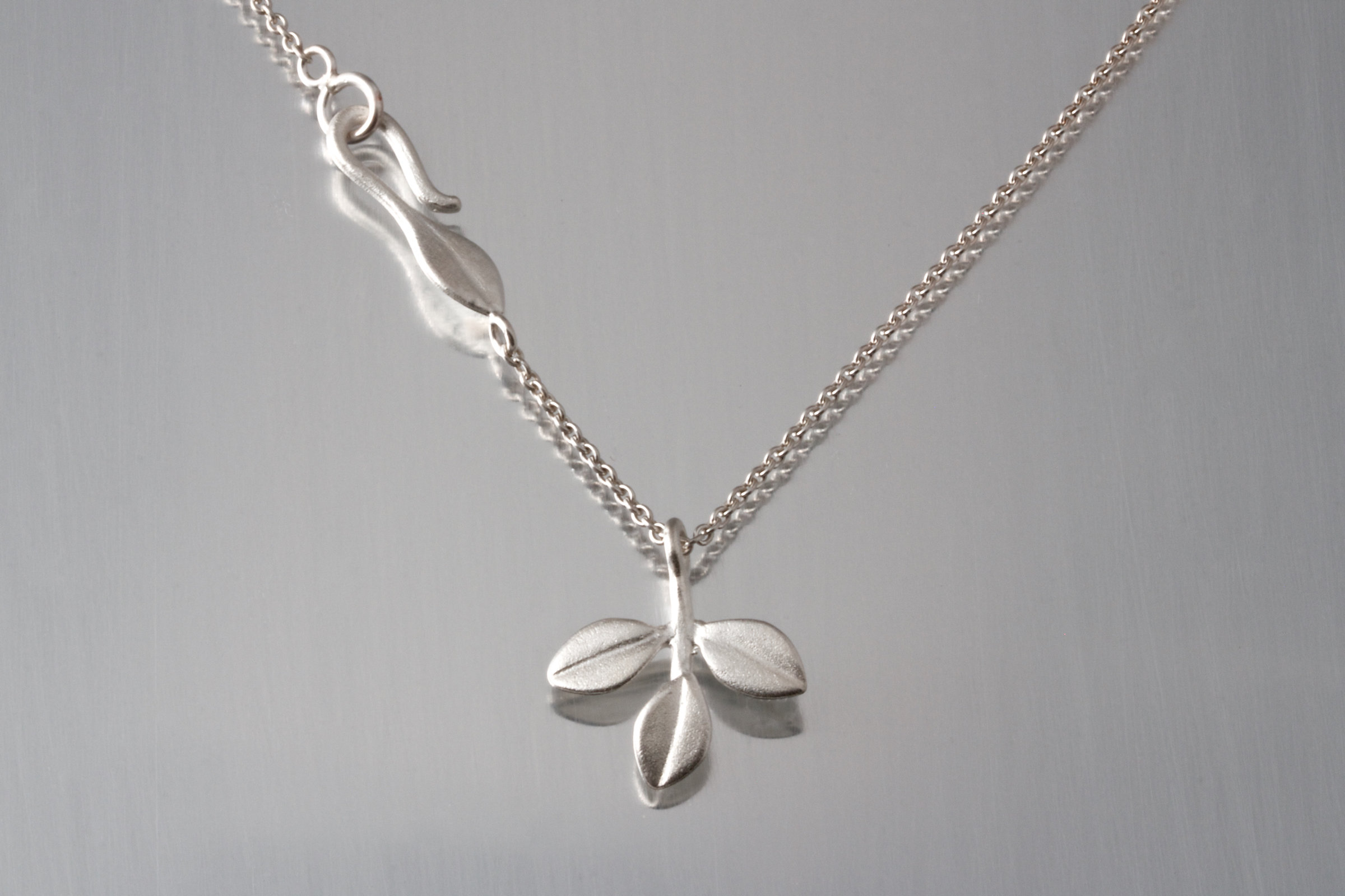 3-Leaf Pendant by Elise Moran (Silver Necklace) | Artful Home