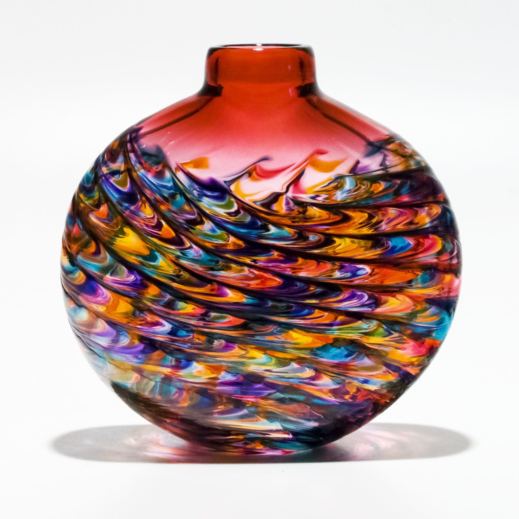 Optic Rib Flat Vase By Michael Trimpol And Monique Lajeunesse Art Glass Vase Artful Home