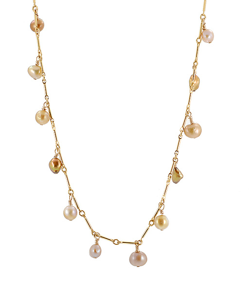 Cultured Golden Pearl Necklace by Lori Kaplan (Gold & Pearl Necklace ...
