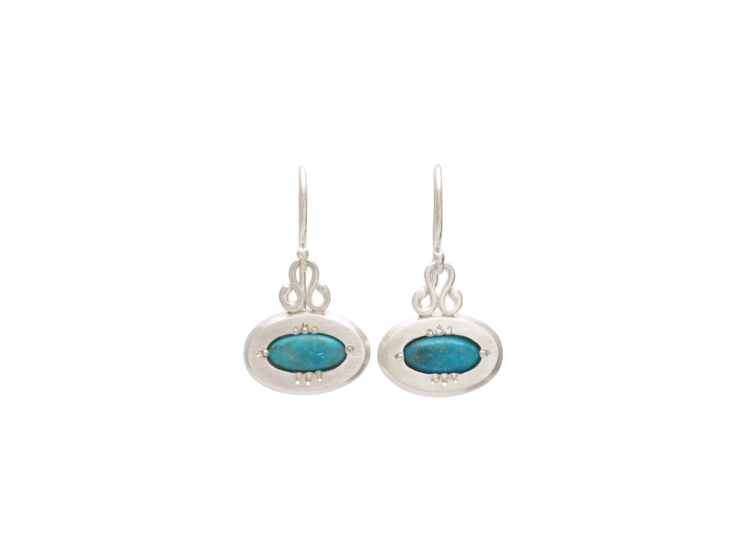 Oval Dangle Earrings with Turquoise by Jill Gower (Silver & Stone ...