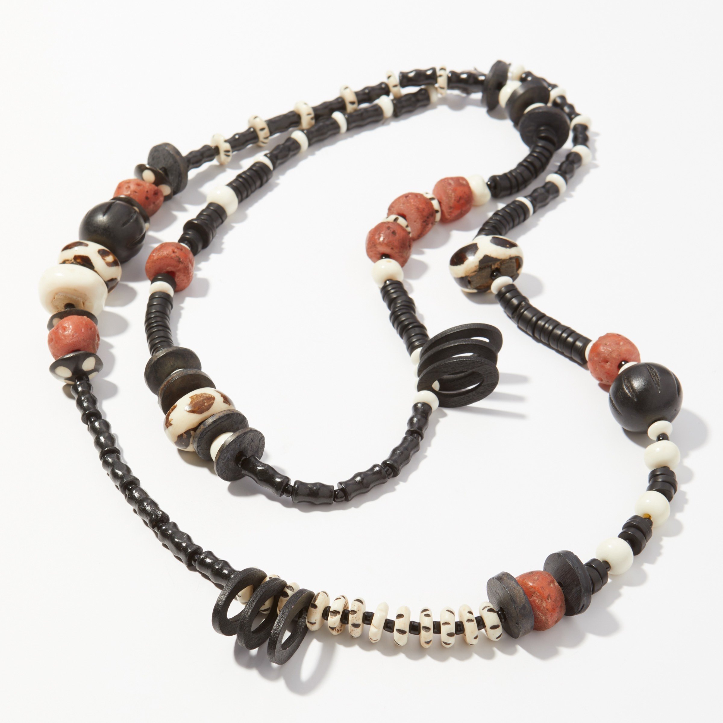 Coconut, Bone, and Yoruba Necklace by Phyllis Clark (Beaded Necklace ...