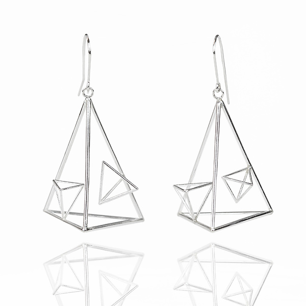 Asymmetric Triangle Dangle Earrings by Zhenwei Chu (Silver Earrings ...