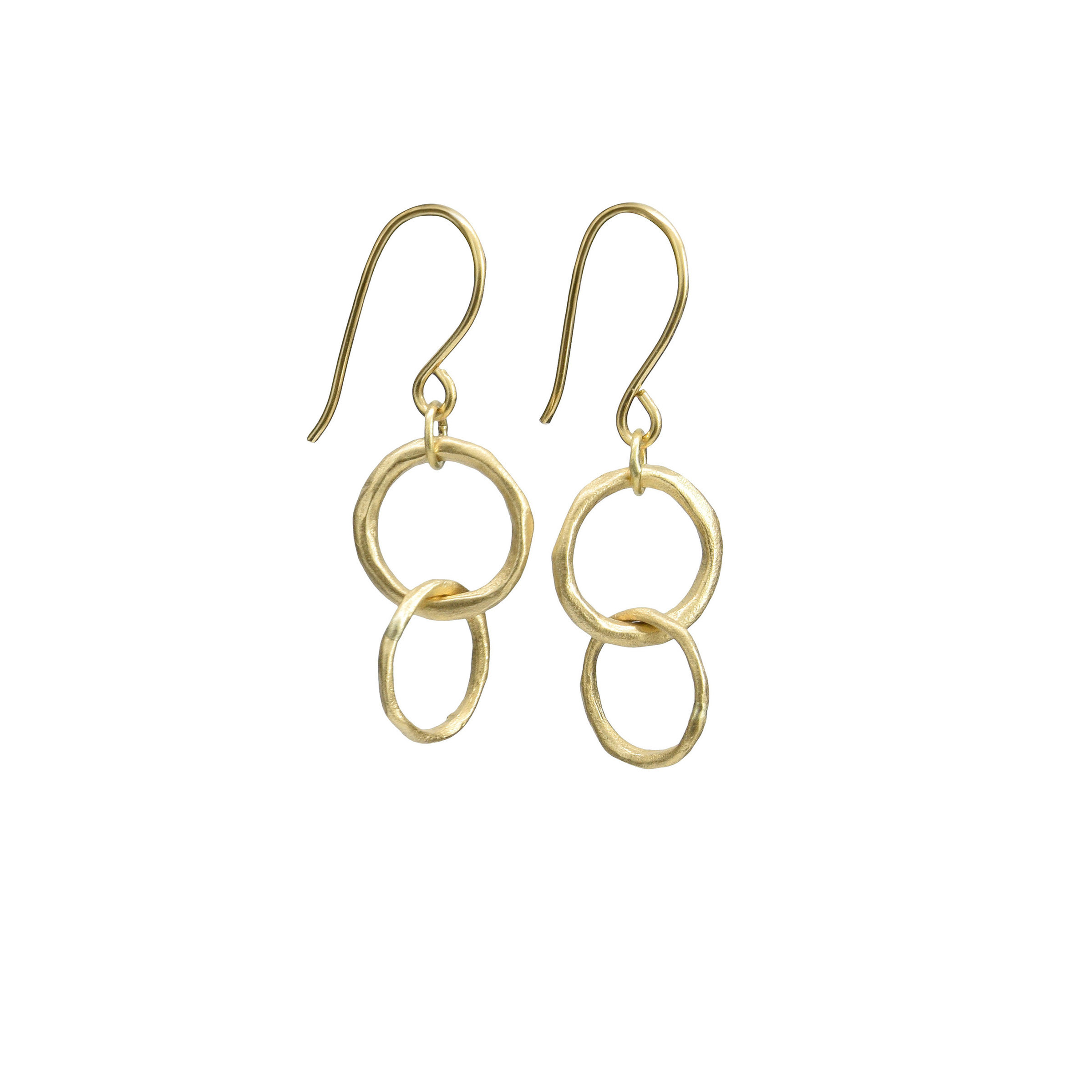 Gold Double Hoop Dangles by Shaya Durbin (Gold Earrings) | Artful Home