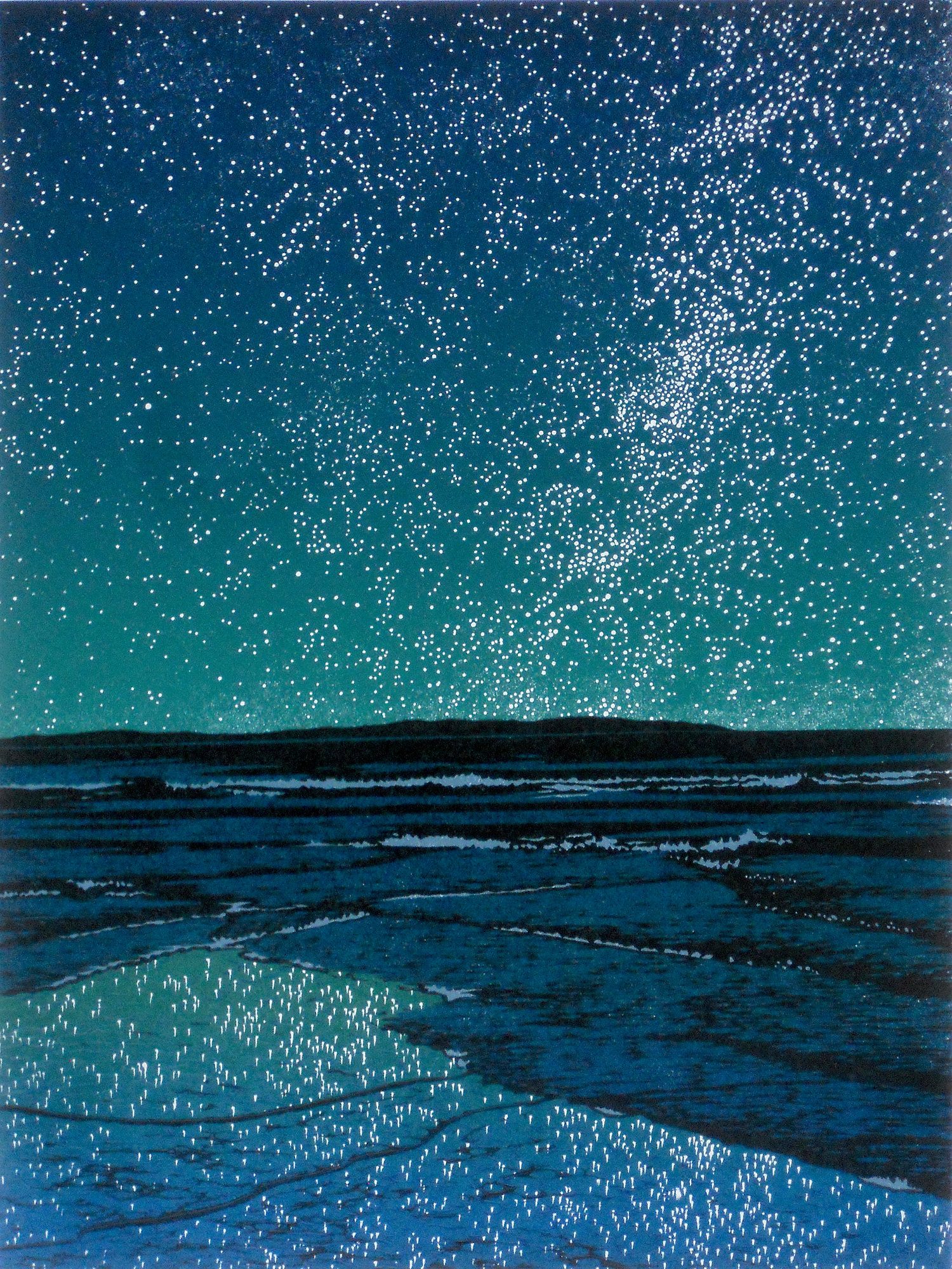 island linocut universe william sky night prints hays artist edition starry linocuts american limited vermont printmaking artists drawing linoprint skies
