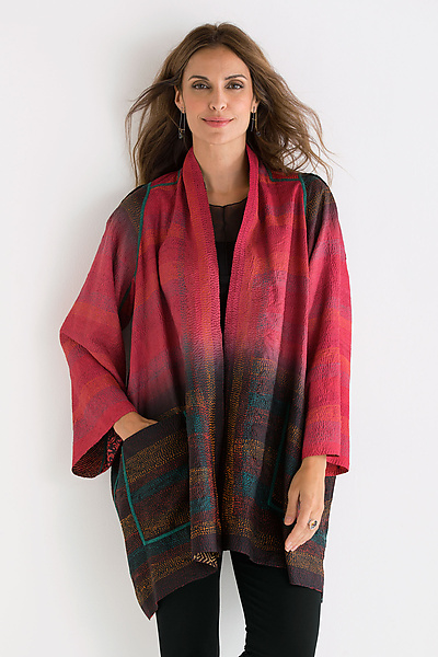 A-Line Silk Jacket by Mieko Mintz (Silk Kantha Jacket) | Artful Home