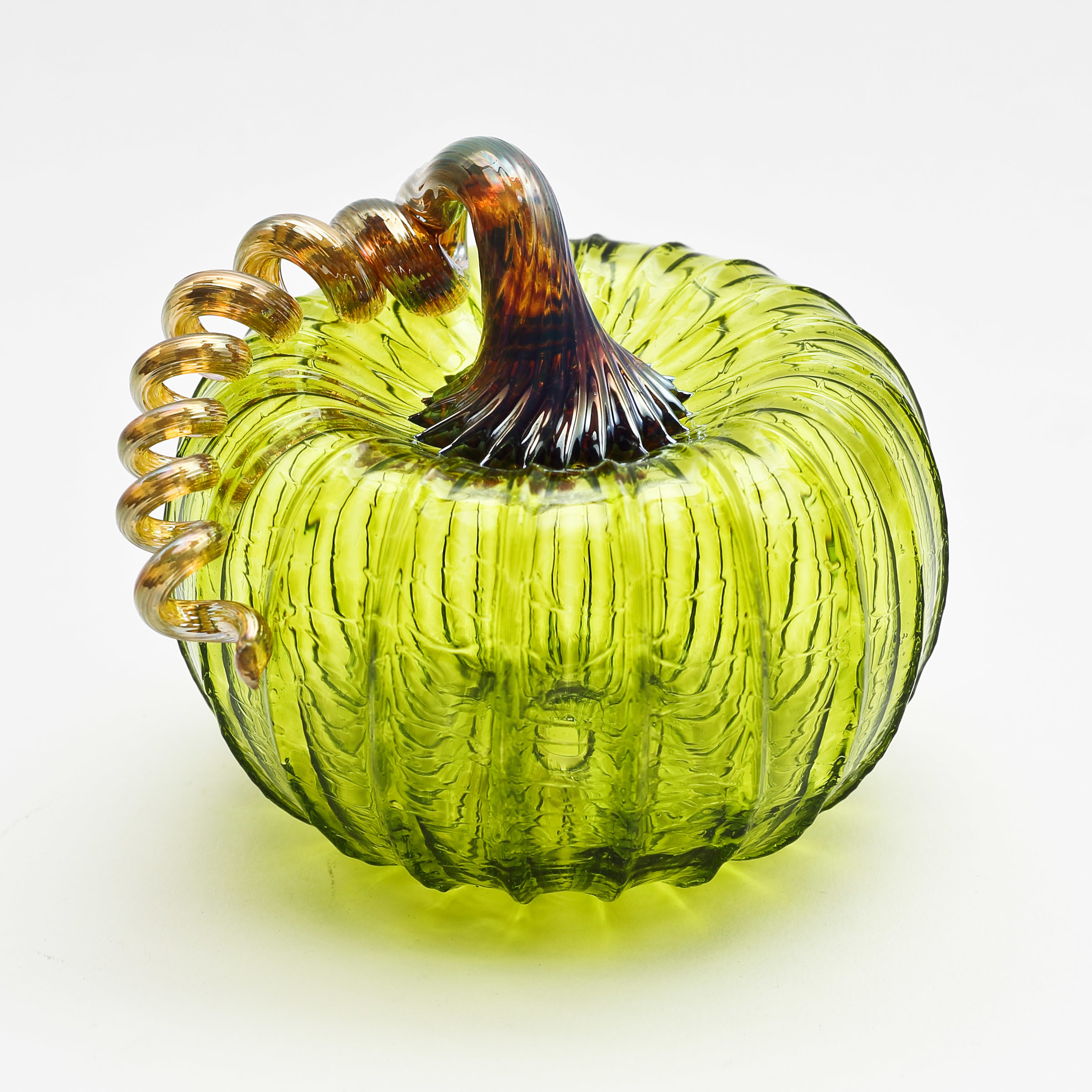 Gold Stem Pumpkin - Lime by Bryan Goldenberg (Art Glass Sculpture