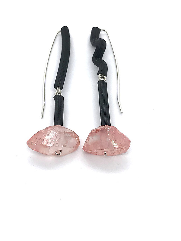 Pink Crystal Earrings by Dagmara Costello (Rubber & Stone Earrings ...