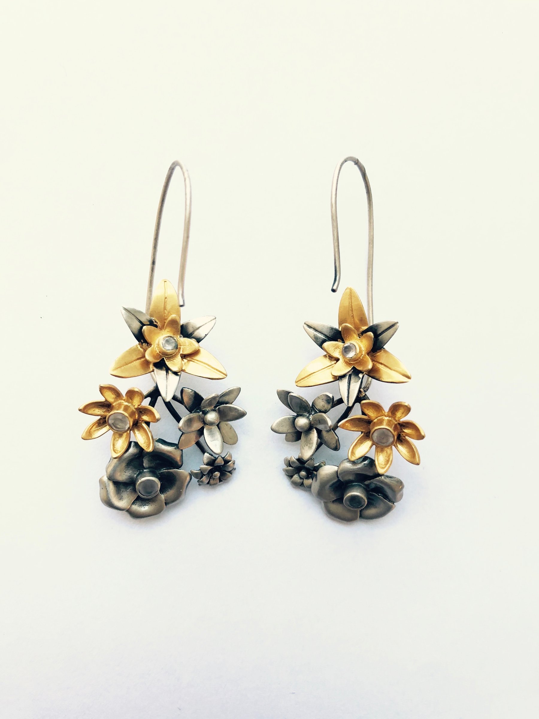 Flat Flower Gold Mini Earrings by Priya Himatsingka (Gold Earrings