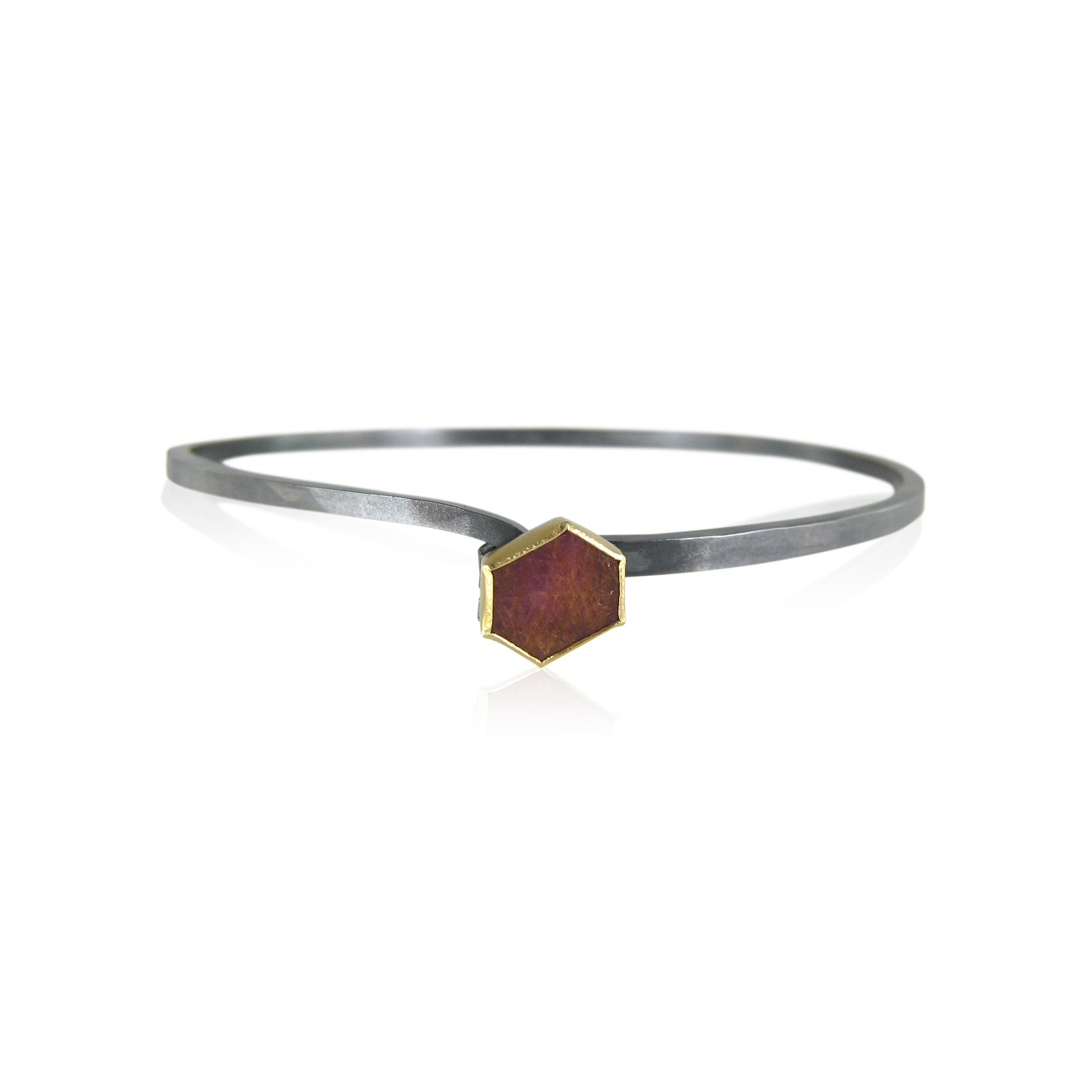 Ruby Hexagon Bracelet By Karin Jacobson Gold Silver Stone Bracelet Artful Home