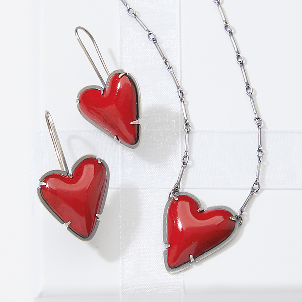 Asymmetrical Enamel Heart Necklace by Lisa Crowder (Silver & Enamel ...