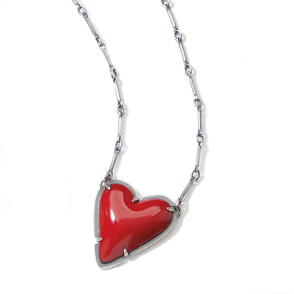 Asymmetrical Enamel Heart Necklace by Lisa Crowder (Silver & Enamel ...