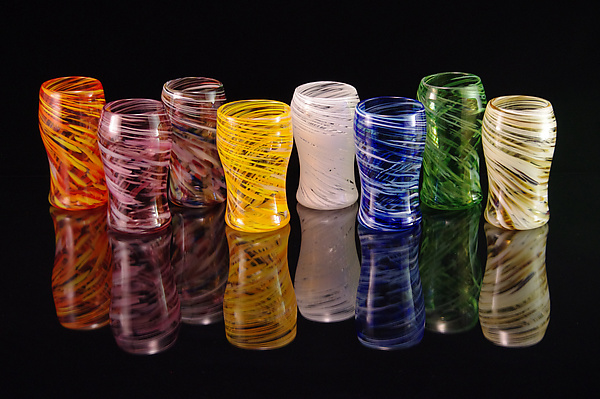 colored glass cups