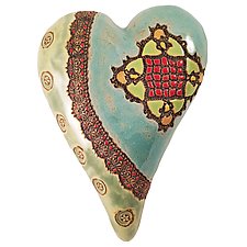 Two Hearts in Hand by Cathy Broski (Ceramic Sculpture)