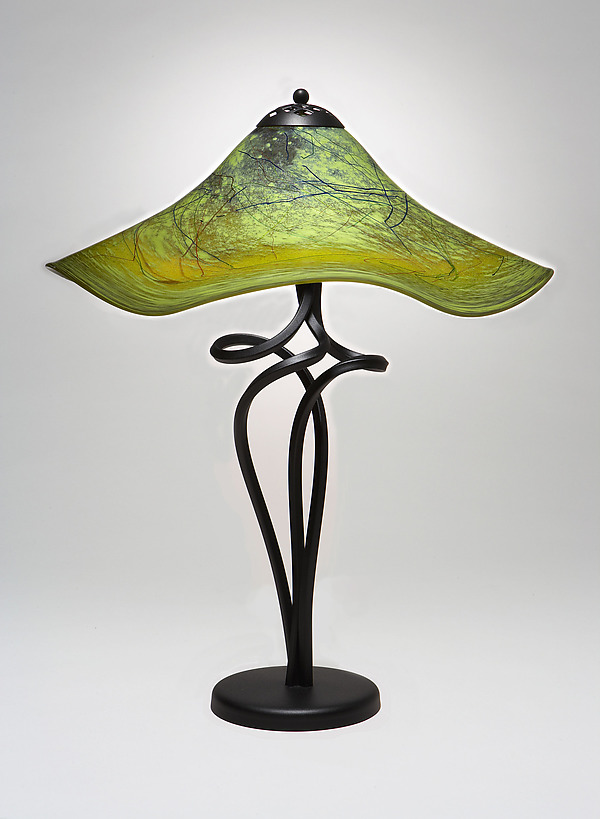 Mossy Green Spiral Lamp by Joel and Candace Bless (Art Glass