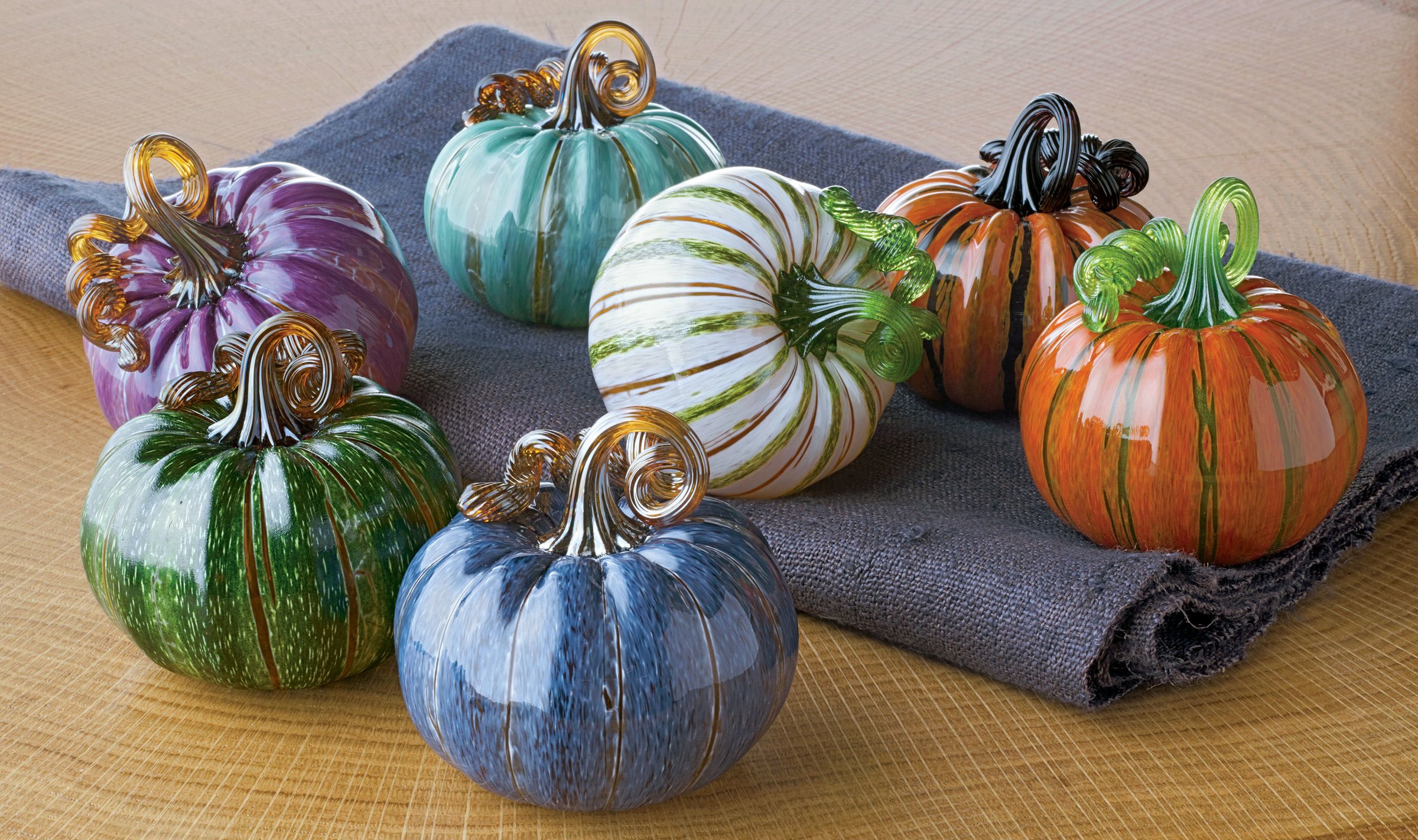 Mini Pumpkins by Leonoff Art Glass (Art Glass Sculpture) | Artful Home
