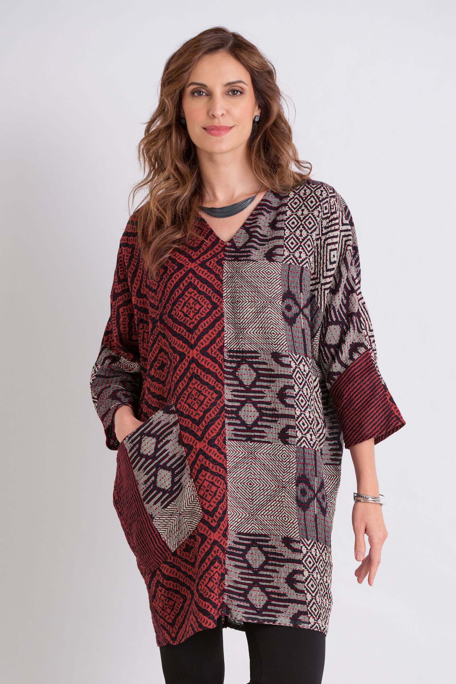 Barra Dolman Sleeve Tunic by Mieko Mintz (Woven Tunic) | Artful Home