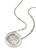 Clasp Pendant on Silk Cord by Karen and James Moustafellos (Silver Necklace)