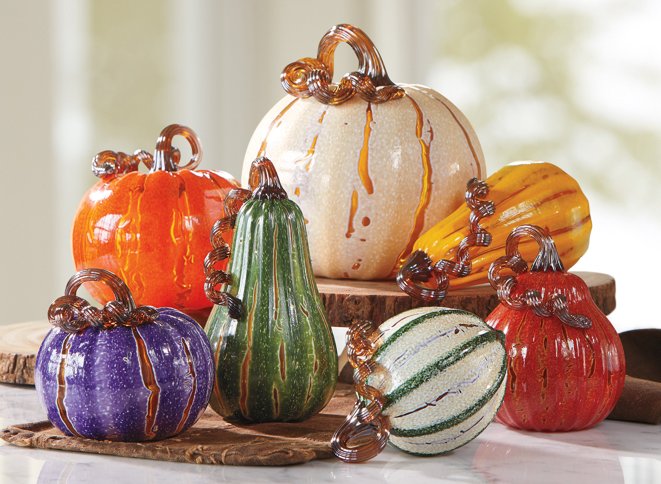 Cornucopia Pumpkins by Leonoff Art Glass (Art Glass Sculpture) | Artful