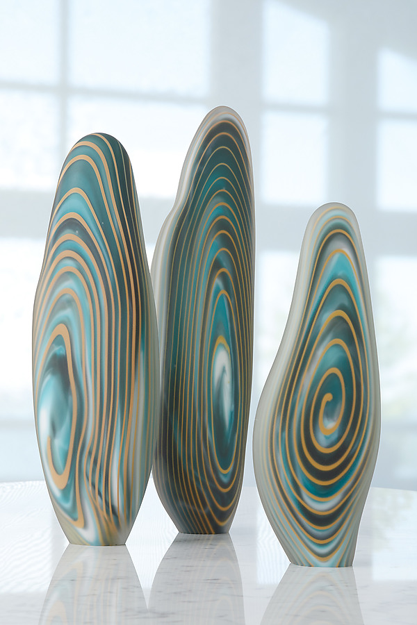 BLUE DEEP pair of artistic marine vases