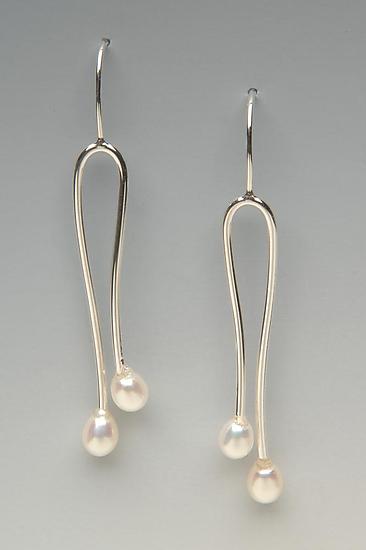 Double Pearl Earrings by Lonna Keller (Silver & Pearl Earrings ...