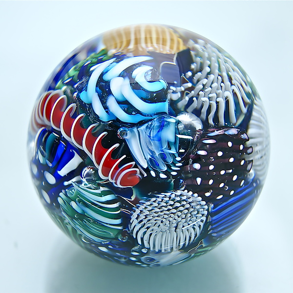 Micro Ocean Reef Sphere Paperweight By Michael Egan Art Glass Paperweight Artful Home