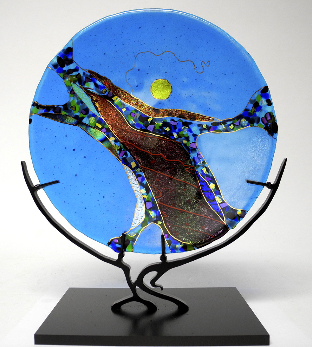 Turquoise Moon by Karen Ehart (Art Glass Sculpture) | Artful Home