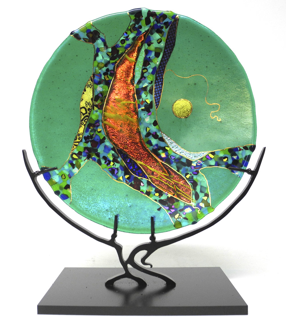 Emerald Moon by Karen Ehart art glass sculpture