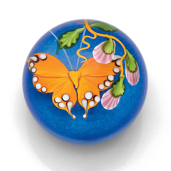 Orange Butterfly Paperweight by Mayauel Ward (Art Glass Paperweight ...