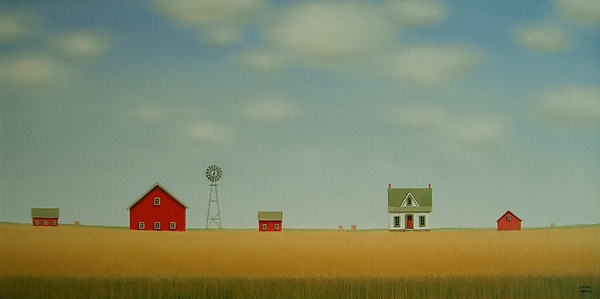 Old Windmill on the Farm by Sharon France (Acrylic Painting) | Artful Home