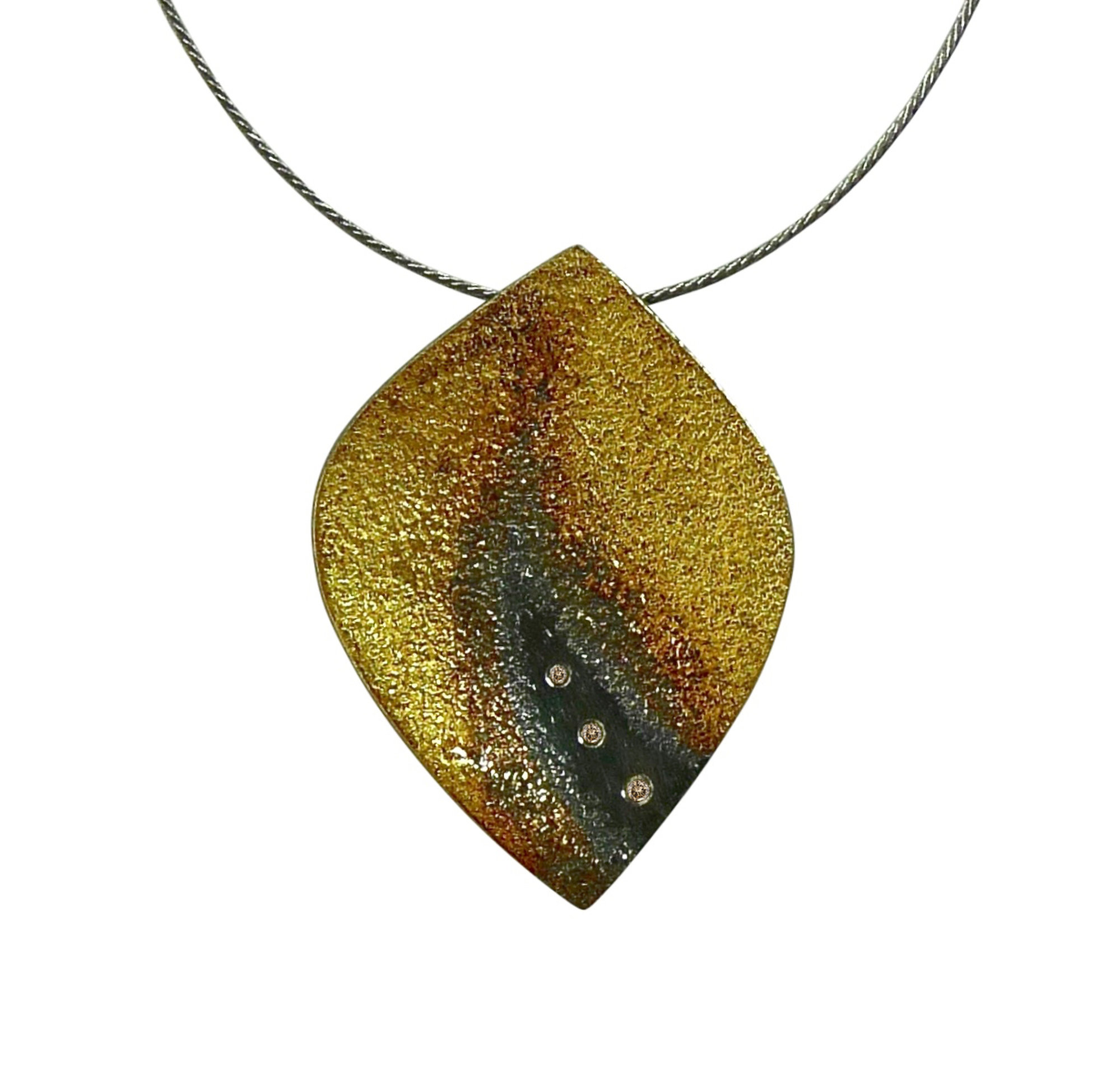 Ombre Flame Pendant with Diamonds by Jenny Reeves (Gold, Silver & Stone ...