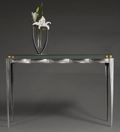 glass and metal console table