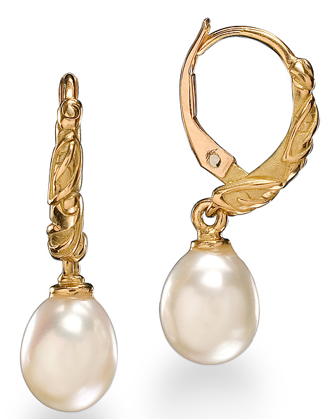 Pearl Hoop Earring by Conni Mainne (Gold and Pearl Earrings) | Artful Home