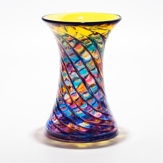 Optic Rib Cooling Tower Vase In Boca With Topaz By Michael Trimpol And Monique Lajeunesse Art